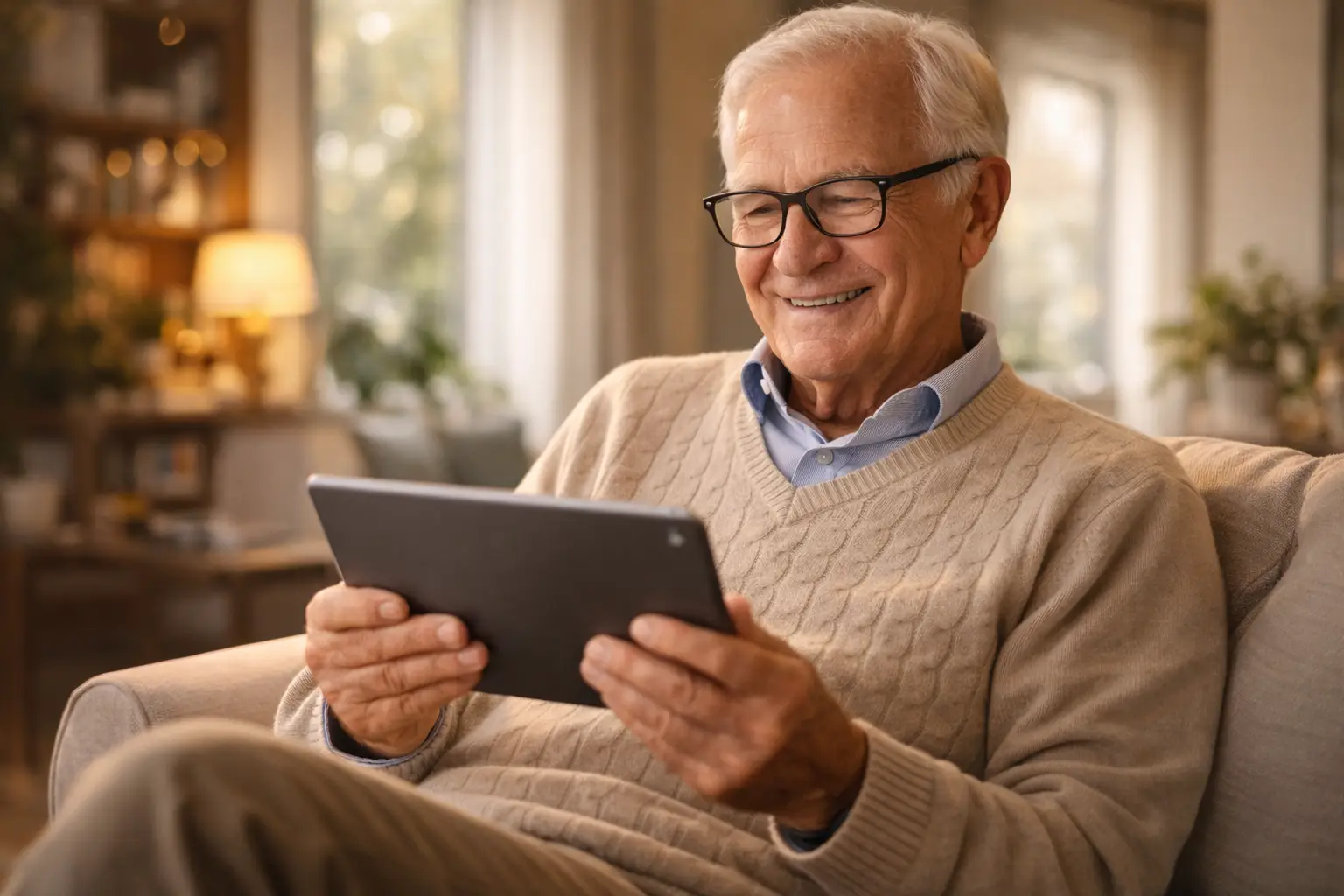 Senioren nutzen moderne Technologie